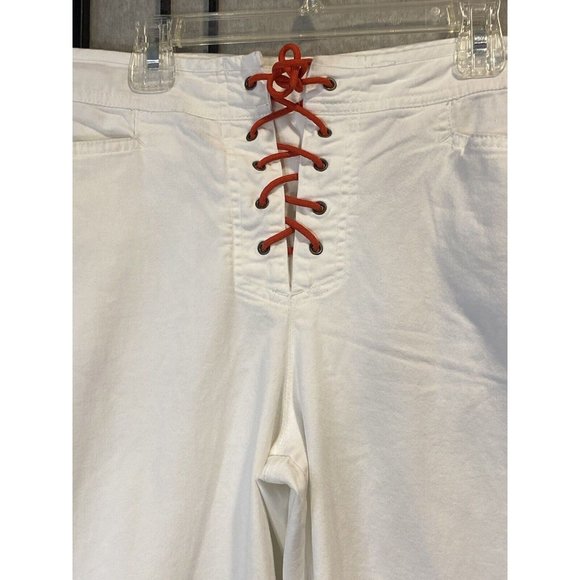 Gloria Vanderbilt Pants - Gloria Vanderbilt White Cotton Crop Pants Size 10 Red Lace Closure